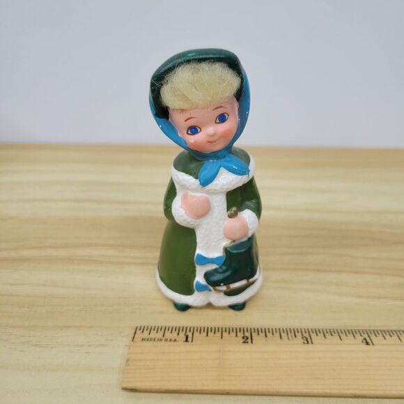Vintage Napco Green Girl Figurine With Synthetic Hair - Picture 6 of 7
